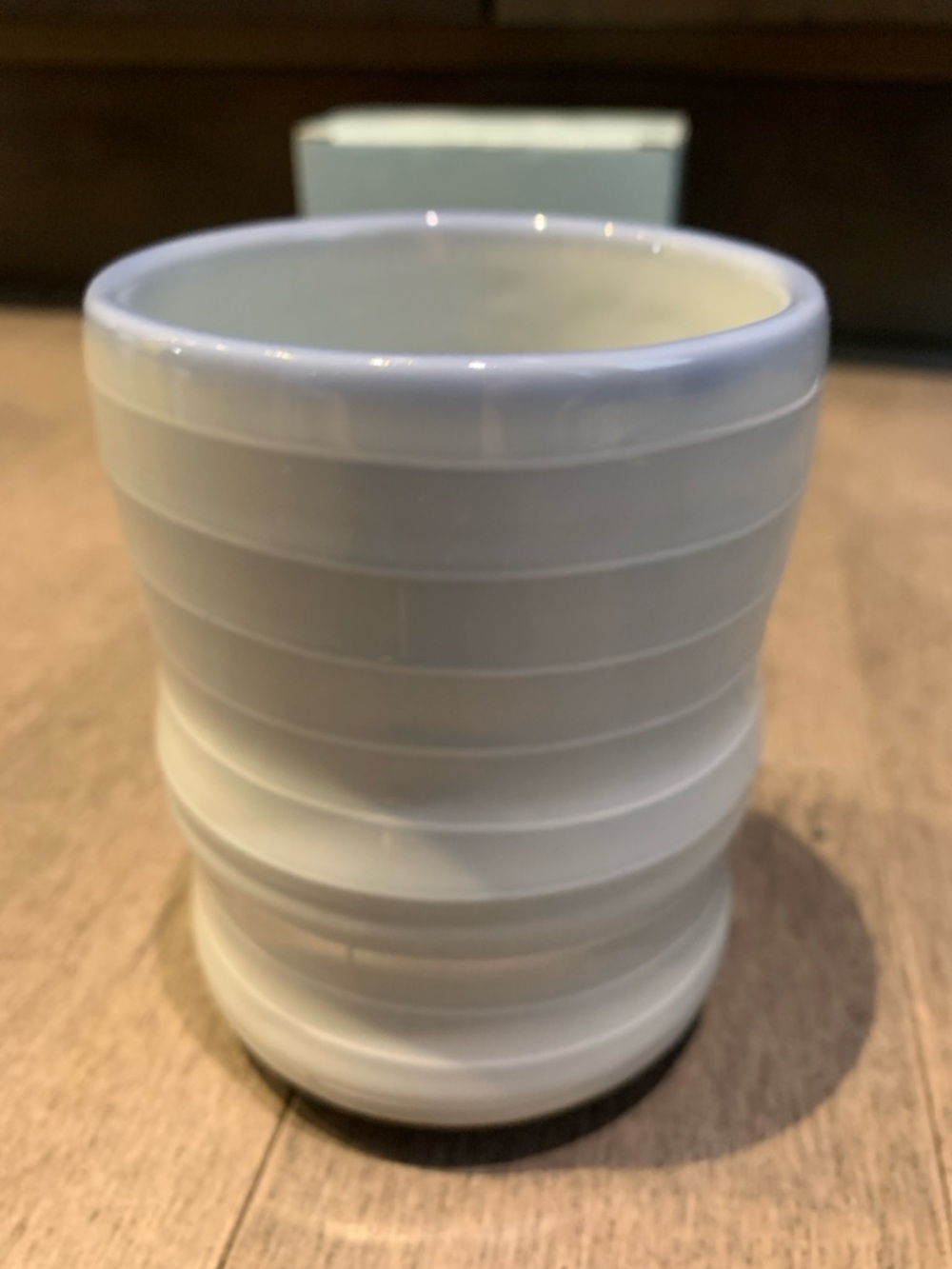 Japanese Porcelain Tea Cup | Blue Bamboo Design | Handmade Style | New in Box - Picture 4 of 11